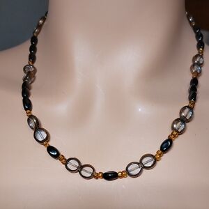 Black Copper Glass Bead 20" Necklace